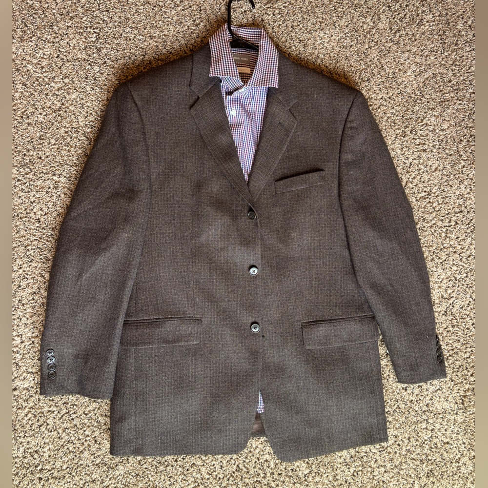 Vintage Calvin Klein Brown Herringbone Men’s Sport Jacket Size 42R 100% wool